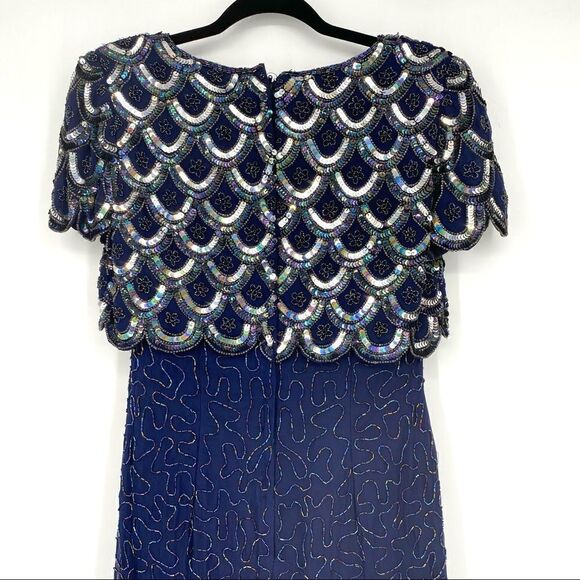 STENAY silk heavily beaded dress sequins cocktail cruise wedding  size 2 vintage - Picture 5 of 12